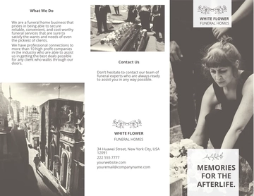 Free Funeral Home Business Tri-Fold Brochure Template to Edit Online