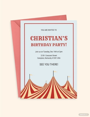 Circus Box Birthday Invitation Template