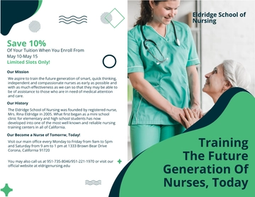 Free Eldridge School of Nursing Bi-Fold Brochure Template to Edit Online