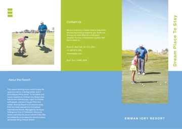 Free Golf Resort Tri-Fold Brochure Template to Edit Online