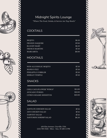 Free Chalkboard Bar Menu Template to Edit Online