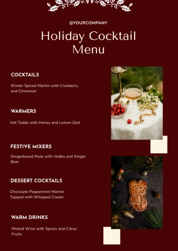Free Christmas Cocktail Menu Template to Edit Online