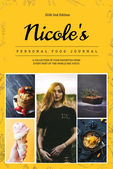 Free Food Journal Book Cover Template to Edit Online