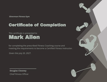 Free Fitness Instructor Certificate Template to Edit Online