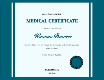 Free Medical Certificate for Pregnancy Sickness Template to Edit Online