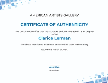 Free Modern Artist Authenticity Certificate Template to Edit Online