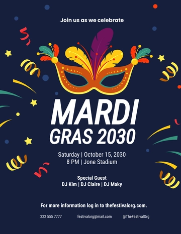 Free Carnival Mardi Gras Party Flyer Template to Edit Online