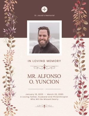 Free Double Sided Memory Funeral Flyer Template to Edit Online
