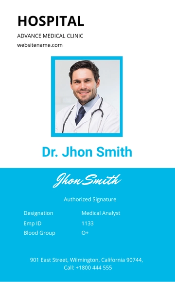 Free Hospital Identity Card Template to Edit Online
