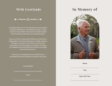 Free Blank Eulogy Funeral Bi-Fold Brochure Template to Edit Online