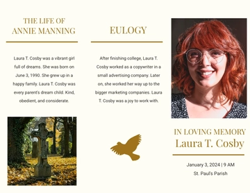Free Blank Eulogy Funeral Tri-Fold Brochure Template to Edit Online