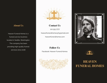 Free Catholic Funeral Memorial Tri-Fold Brochure Template to Edit Online