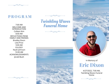 Free Modern Christian Funeral Obituary Tri-Fold Brochure Template to Edit Online