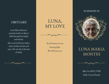 Free Classic Funeral Obituary Tri-Fold Brochure Template to Edit Online