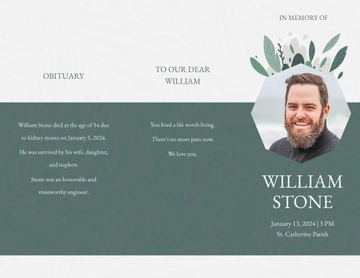 Free Father/ Dad Funeral Obituary Tri-Fold Brochure Template to Edit Online