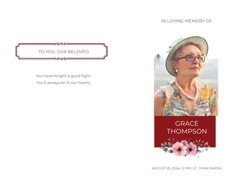 Free In Loving Memory Funeral Program Bi-Fold Brochure Template to Edit Online