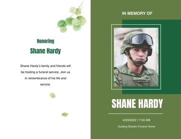Free Military Funeral Obituary Bi-Fold Brochure Template to Edit Online
