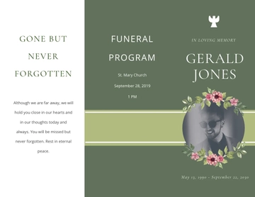 Free Sample Funeral Obituary Tri-Fold Brochure Template to Edit Online