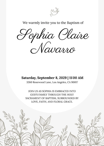 Free Baptism Gold Florist Invitation Template to Edit Online