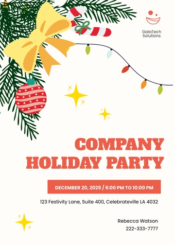 Free Company Holiday Party Invitation Template to Edit Online