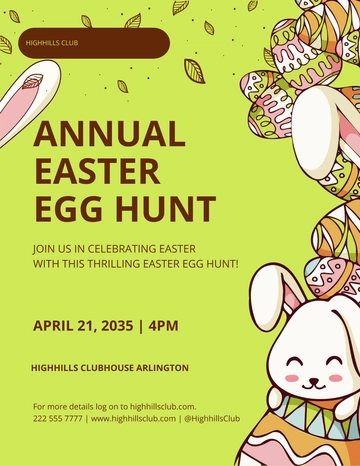 Free Easter Egg Hunt Party Flyer Template to Edit Online