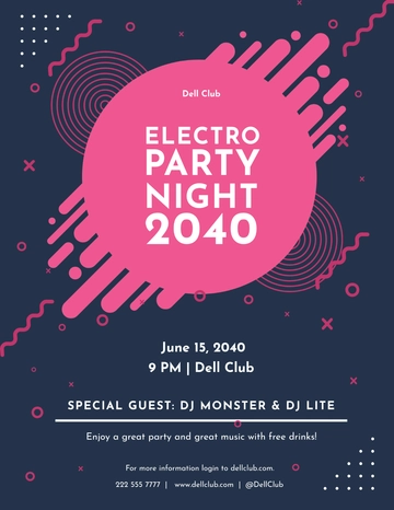 Free Electro Party Night Flyer Template to Edit Online