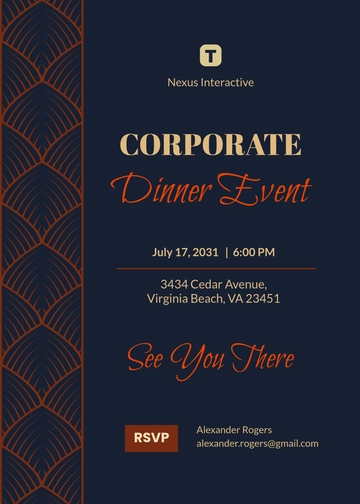 Free Corporate Dinner Invitation Template to Edit Online