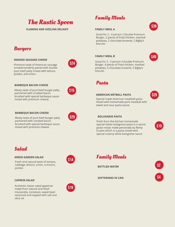 Free Simple Burger Menu Template to Edit Online