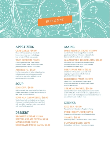 Free Creative Dinner Menu Template to Edit Online