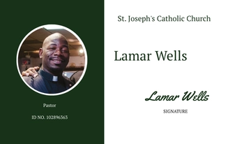 Free Catholic Church ID Card Template to Edit Online