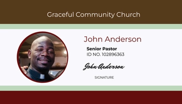 Free Clergy Church ID Card Template to Edit Online