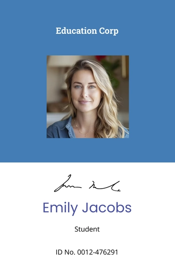 Free College ID Card Template to Edit Online