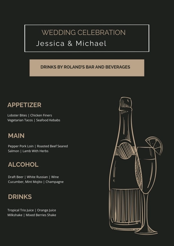 Free Bar/Drink Wedding Menu Template to Edit Online