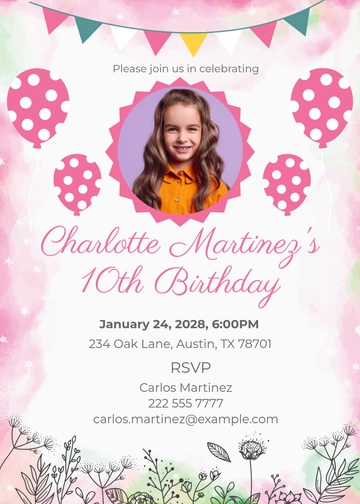 Free Girl Birthday Party Invitation Template to Edit Online