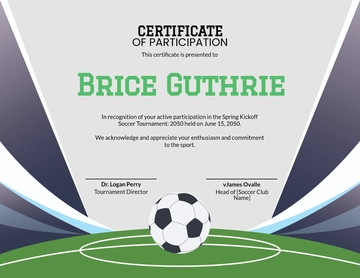 Free Soccer Participation Certificate Template to Edit Online