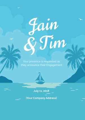 Free Modern Beach Wedding Engagement Announcement Card Template to Edit Online
