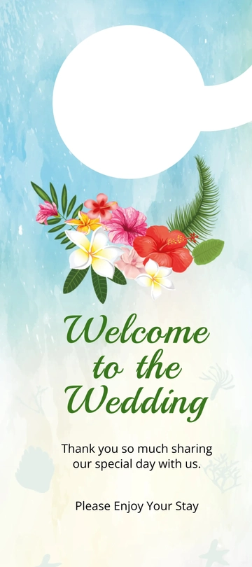Free Beach Wedding Door Hanger Template to Edit Online