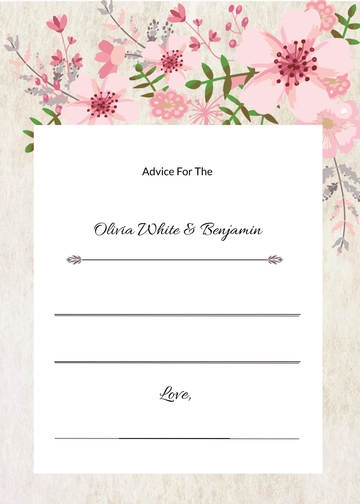Free Vintage Floral Wedding Advice Card Template to Edit Online