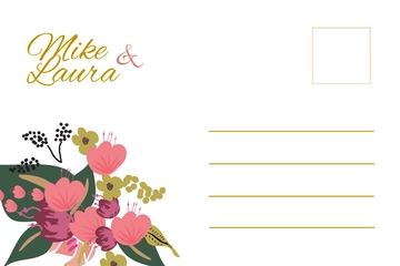 Free Pink Floral Wedding Post Card Template to Edit Online