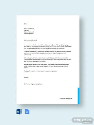 Account Manager Cover Letter Template
