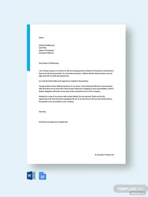Accountant Cover Letter Template