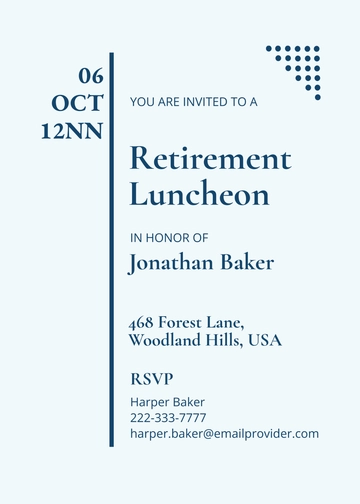 Free Retirement luncheon party invitation template to Edit Online