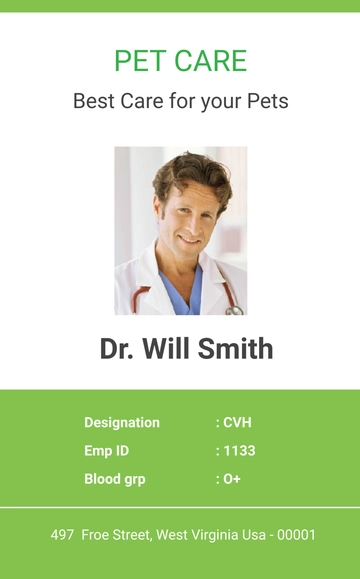 Free Pet Care ID Card Template to Edit Online