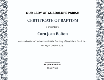 Free Roman Catholic Baptism Certificate Template to Edit Online