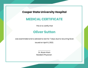 Free School College Leave Medical Certificate From Doctor Template to Edit Online