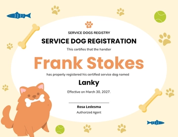 Free Service Dog Certificate Template to Edit Online