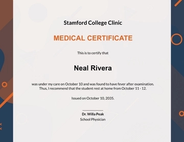 Free Student Medical Certificate For Sick Leave Template to Edit Online