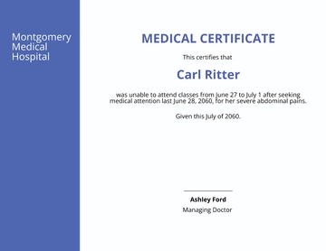 Free Student Medical Certificate Template to Edit Online