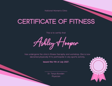 Free Women Fitness Certificate Template to Edit Online
