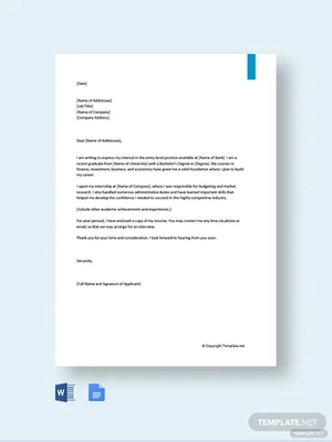 Cover Letter for Bank Job Application for Freshers Template